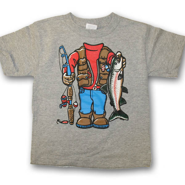 Headless FishermanScreen Print Kids T-Shirt