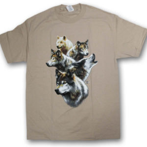 Wolf Collage Multi-color Print T-Shirt