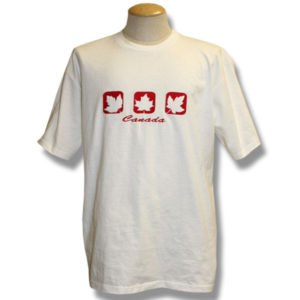 Three Cut-out Maple LeavesEmbroidery T-Shirt