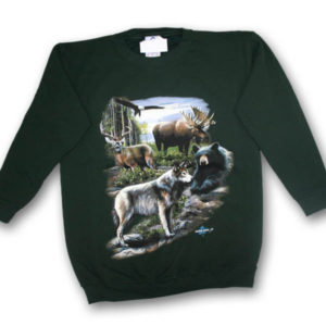 North American Wildlife Collage Multi-color Print Sweatshirt