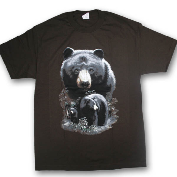 North American Black Bears Multi-color Print T-Shirt