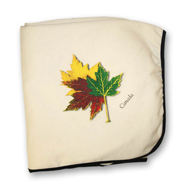 Three Realistic Maple Leaves Fleece Blanket