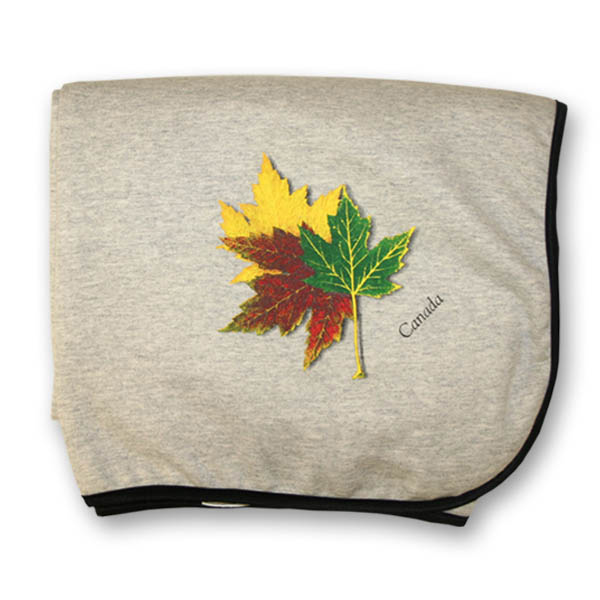 Three Realistic Maple Leaves Fleece Blanket