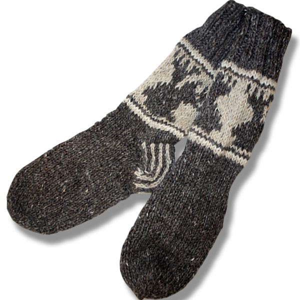 Adult wool socks w/moose brown background