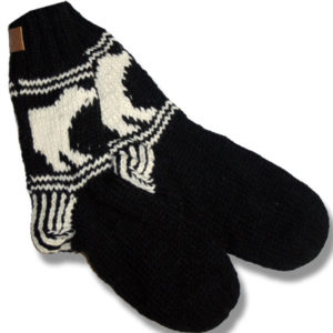 Adult wool socks w/polar bear black background