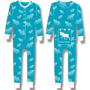 Ladies Junior Pyjama White halftone Moose on Turquoise