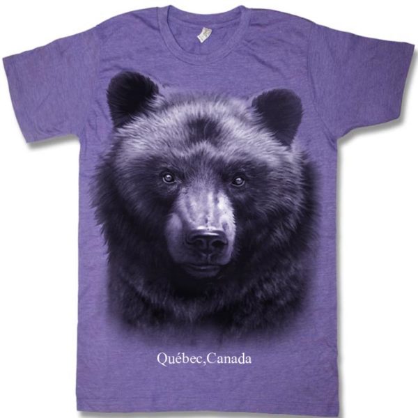 Purple heather adult t-shirt with Black Bear Head