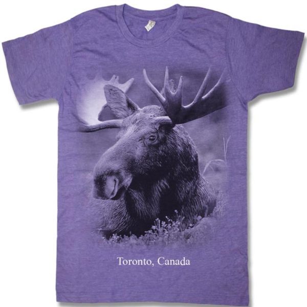Purple heather adult t-shirt with Moose Head