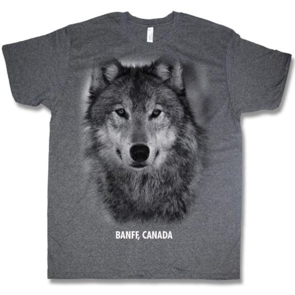 Charcoal heather adult t-shirt with Wolf Head