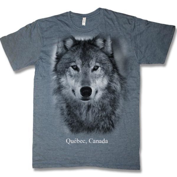 Navy heather adult t-shirt with Wolf Head