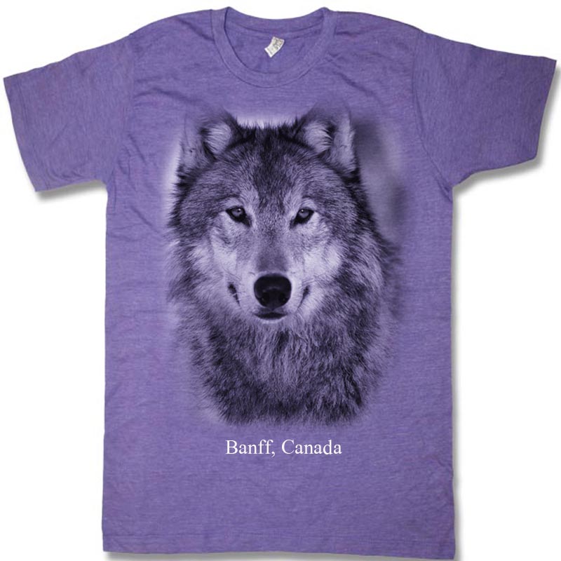 Purple heather adult t-shirt with Wolf Head