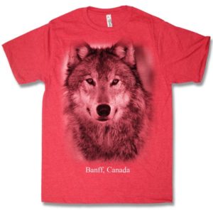 Red heather adult t-shirt with Wolf Head