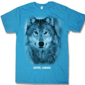Turquoise heather adult t-shirt with Wolf Head