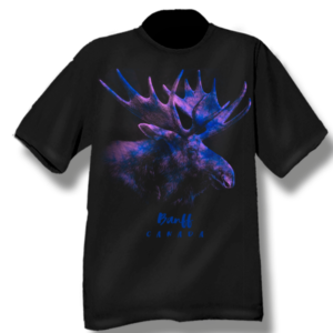 Black Adult t-shirt with Rainbow Moose