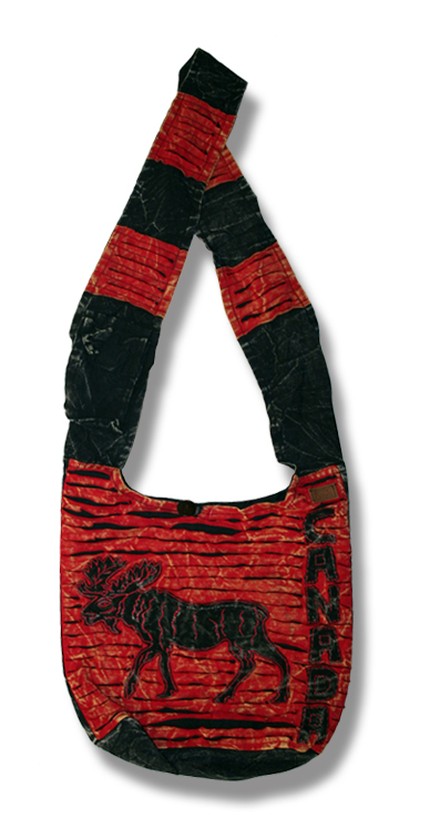 Shoulder bag 1 side print moose w/canada cutout