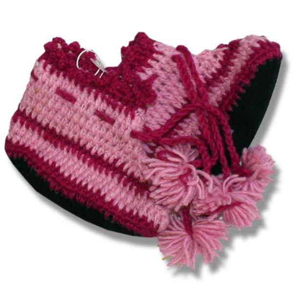 infant booties in pink