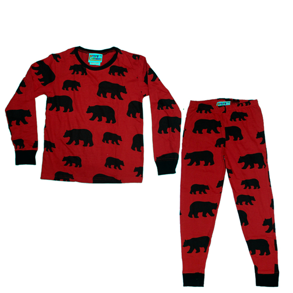 Black Bear on Red long-sleeve