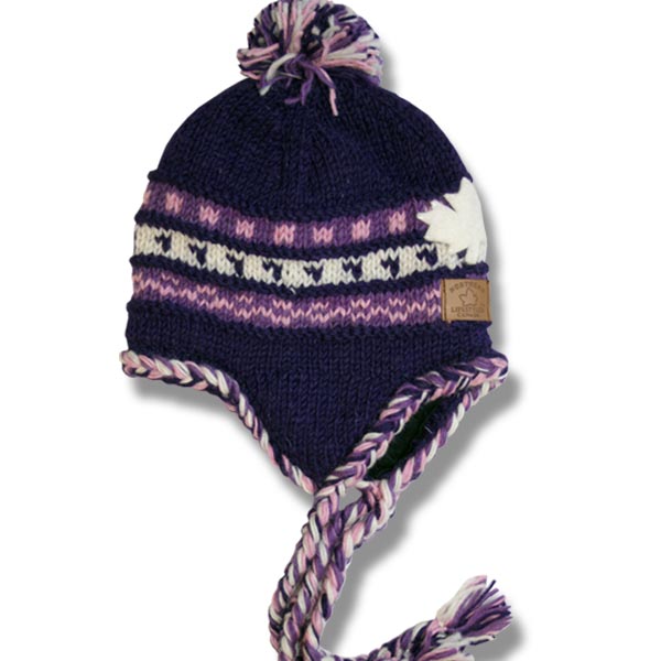 adult earflap hat with pompom 100% wool