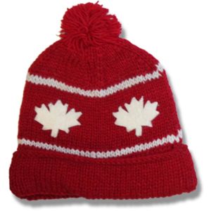 Adult Roll Up Tuque w/Pompom,100% wool