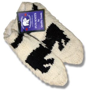 ADULT WOOL BOOTIES WITH BLACK BEAR