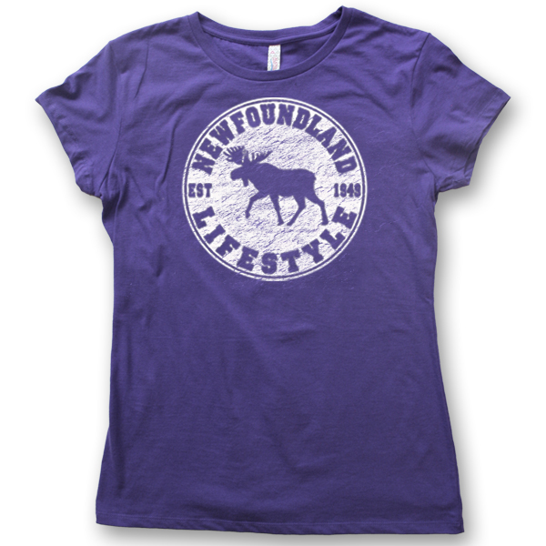 LADIES T-SHIRT WITH MOOSE LIFESTYLE &TOWN NAME