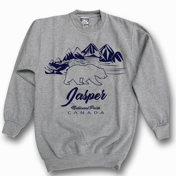 ADULT CREWNECK SWEAT WITH OUTLINE BEAR/MOUNTAINS & TOWN NAME
