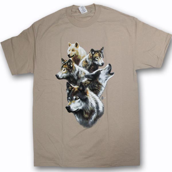 ADULT T-SHIRT WITH WOLF COLLAGE & TOWN NAME