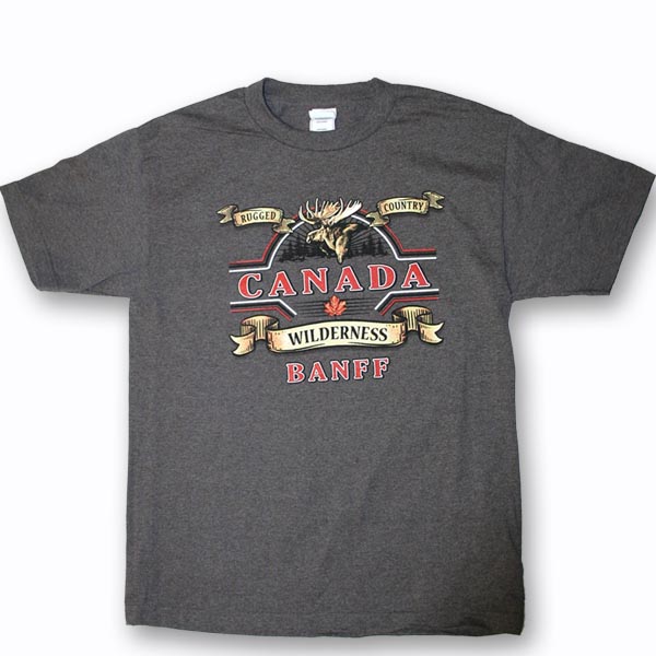 ADULT T-SHIRT WITH RUGGED MOOSE & TOWN NAME