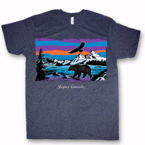 ADULT T-SHIRT WITH WILDLIFE MOUNTAINS & TOWN NAME