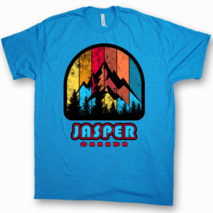 ADULT T-SHIRT WITH MULTICOLOR MOUNTAINS & TOWN NAME
