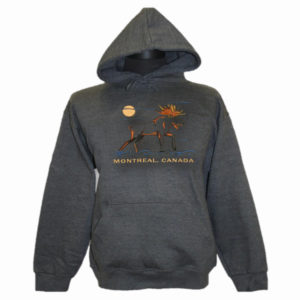 ADULT HOOD WITH FULL FRONT EMBROIDERY OUTLINE MOOSE & TOWN NAME