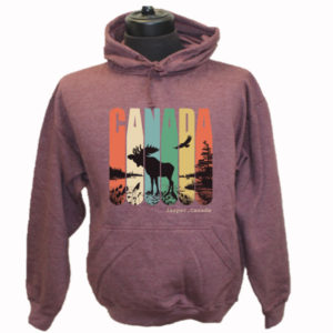 ADULT HOOD WITH RETRO CANADA,MOOSE AND EAGLE  & TOWN NAME