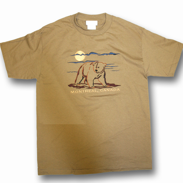 ADULT T-SHIRT WITH EMBROIDERY OUTLINE BEAR FULL FRONT &TOWN NAME