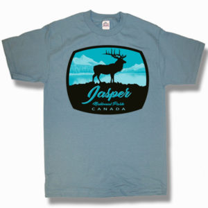 ADULT T-SHIRT WITH MOUNTAINS ELK & TOWN NAME