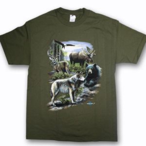 ADULT T-SHIRT WITH WILDLIFE COLLAGE & TOWN NAME