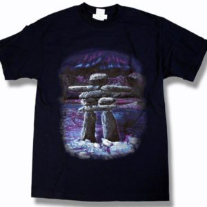 ADULT T-SHIRT WITH INUKSHUK SCENE & TOWN NAME