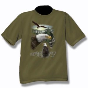 ADULT T-SHIRT WITH 3 EAGLES DESIGN & TOWN NAME