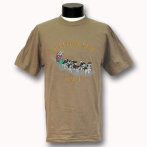 ADULT T-SHIRT WITH FULL FRONT HUSKY EMBROIDERY& TOWN NAME